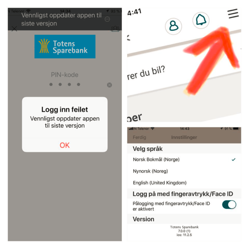 skjermdump av mobilbanken