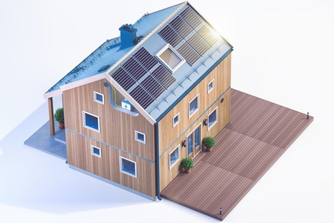 hus med solceller