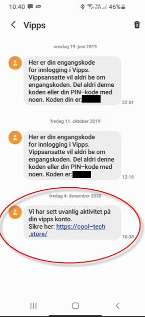 Bilde med Vipps-svindel