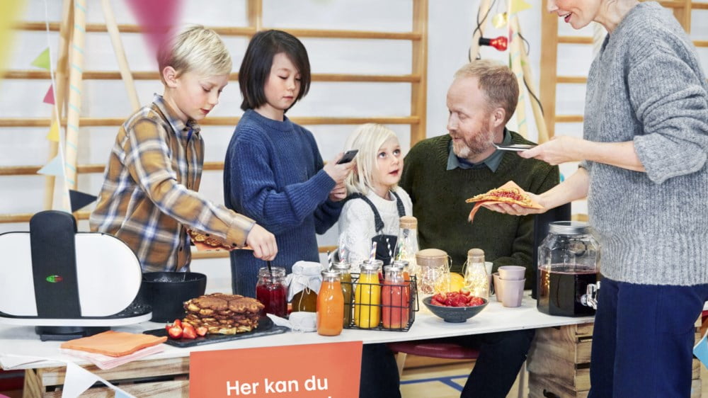 Vaffelsalg i gymsal
